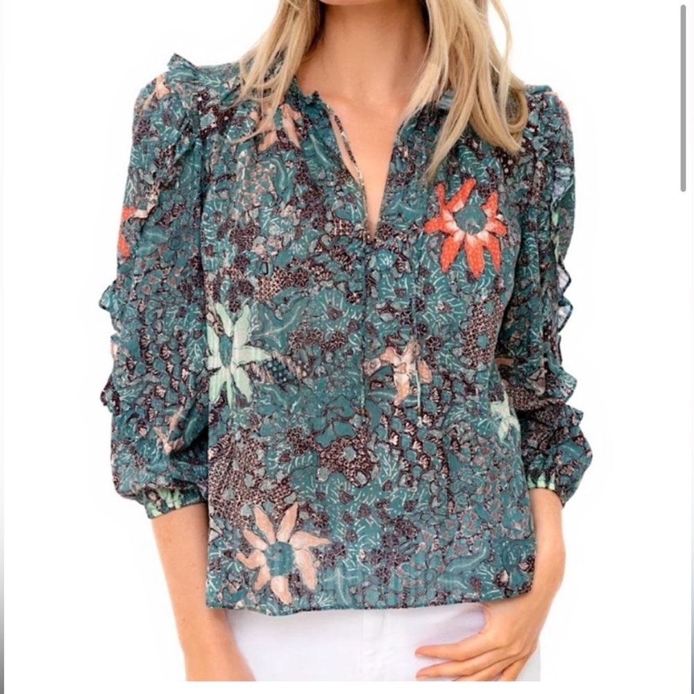 Ulla Johnson Manet Blouse Malachite Print 0